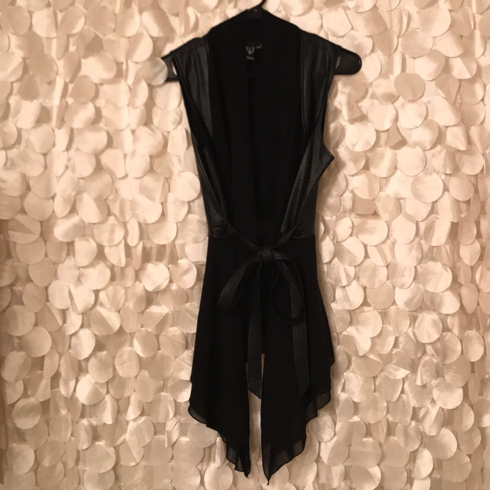 Leather/Sheer style vest/wrap top